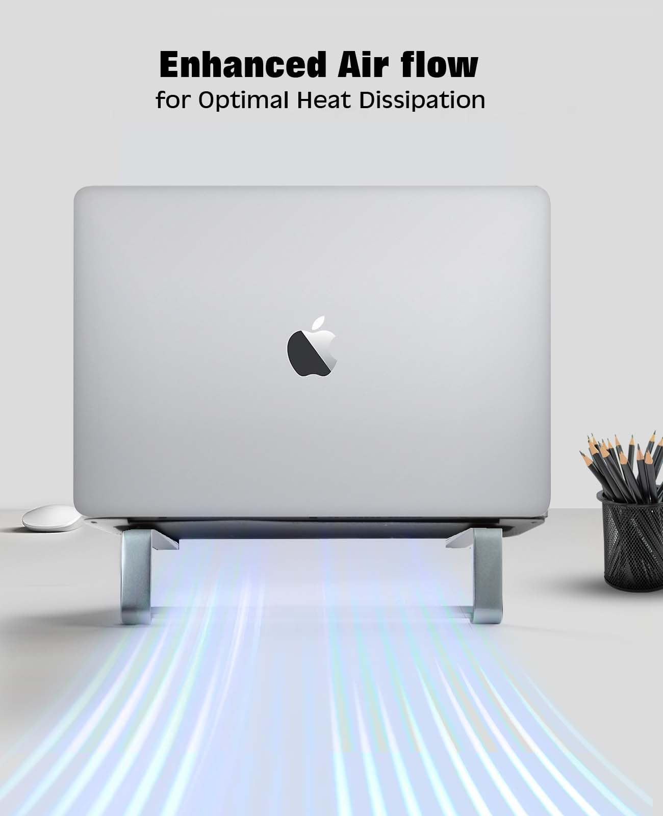 Thibault Aluminum Laptop Stand for Desk - Cooling Ergonomic Design - Fits MacBook Air Pro/DELL/HP/Lenovo/ThinkPad/Alienware - 14/15.6/16 -Easy Assembly- Ventilated Laptop Stand - Blue Grey