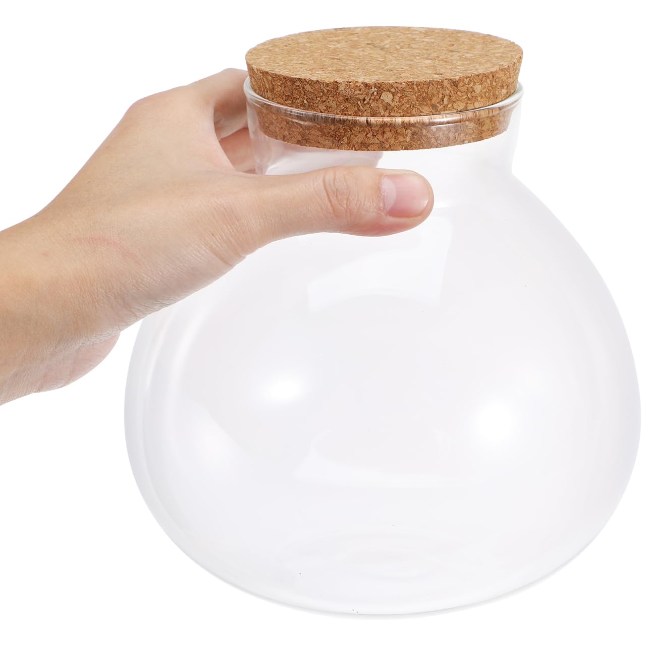 Glass Terrarium Bottle with Cork Lid, Round Jar for Micro Landscape DIY Plant Terrarium Moss Crafts Home Decor Kitchen Storage Container, 5.90X6.29X5.90 Inch