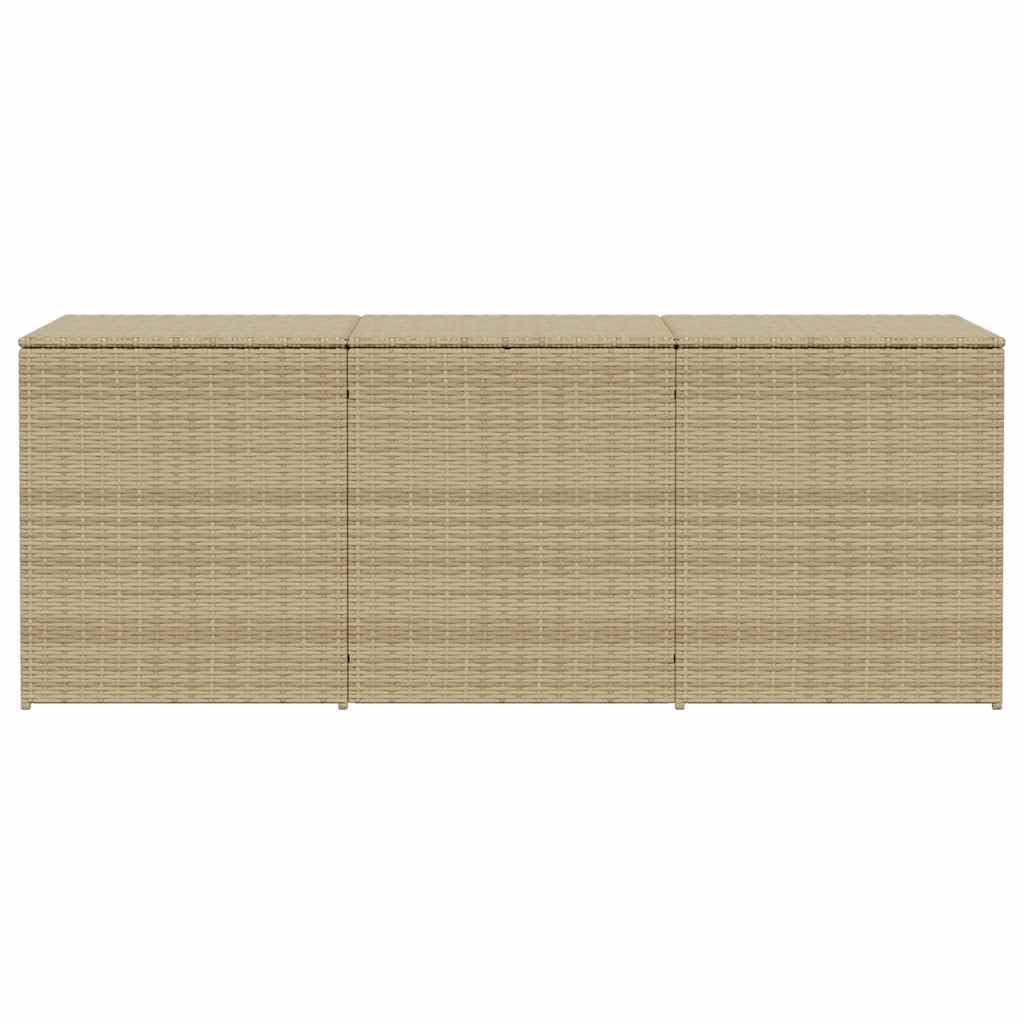 GKHPYURE Mix Beige Poly Rattan Patio Storage Box 259.9 Gal, Waterproof Bag for Cushions, Gas Springs Lid, Powder-Coated Steel Frame