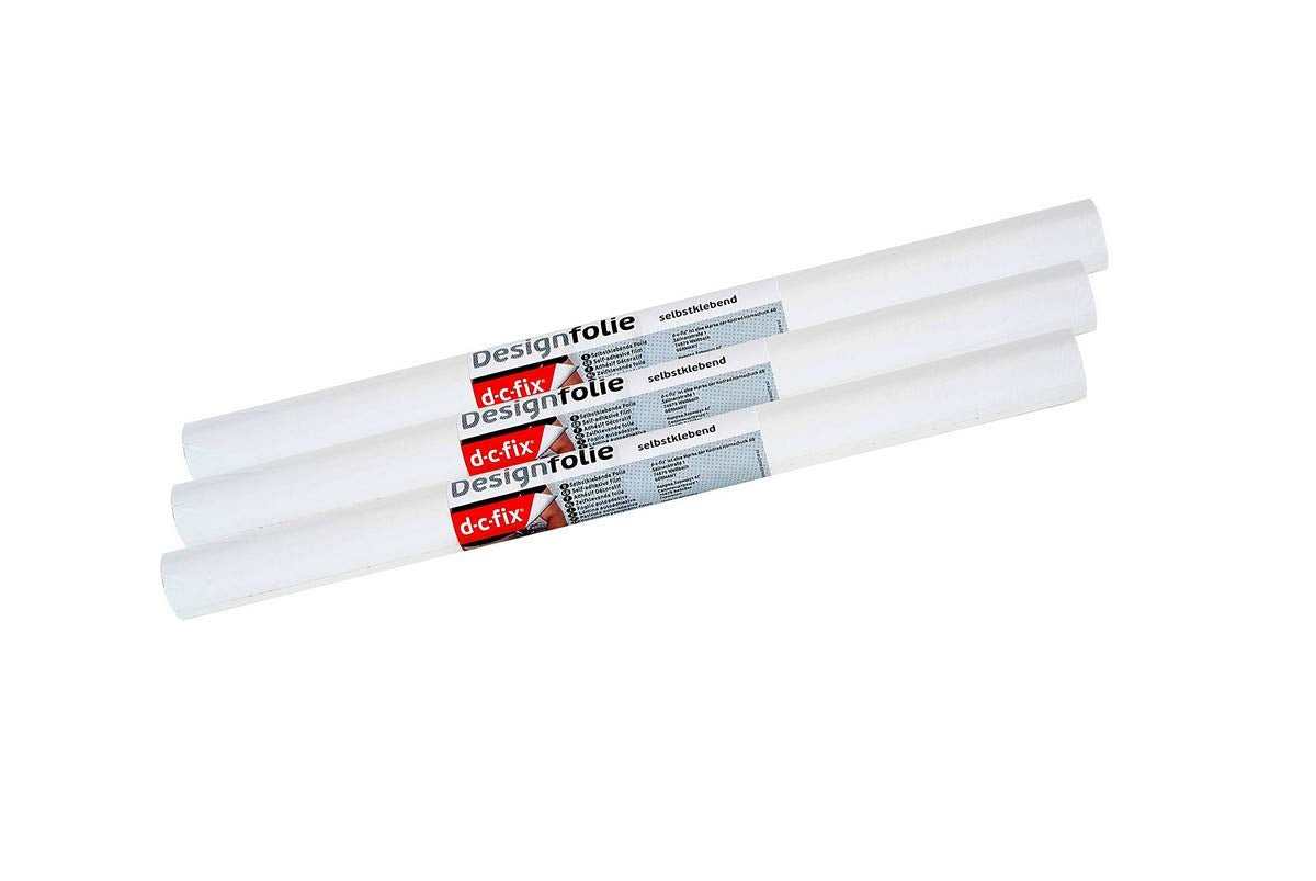 d-c-fix 346-0001-3PK Decorative Self-Adhesive Film, Matte White, 17" x 78" Roll, 3-Pack