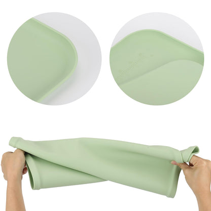 acDesign 2Pcs Silicone Painting Mat with Raised Edge 24" x 16" Waterproof Non-Slip Silicone Craft Mat for Painting, Clay，Jewelry-Making，Green