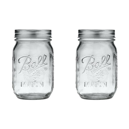 Ball Glass 389579 Clear Pint Mason, Regular Mouth, 2 Count (Pack of 1)