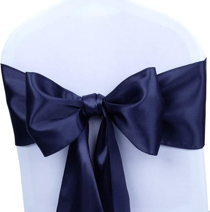 Babenest Satin Chair Sashes - Upgraded 50 Pcs Ribbons & Bows for Weddings & Events | Navy Blue