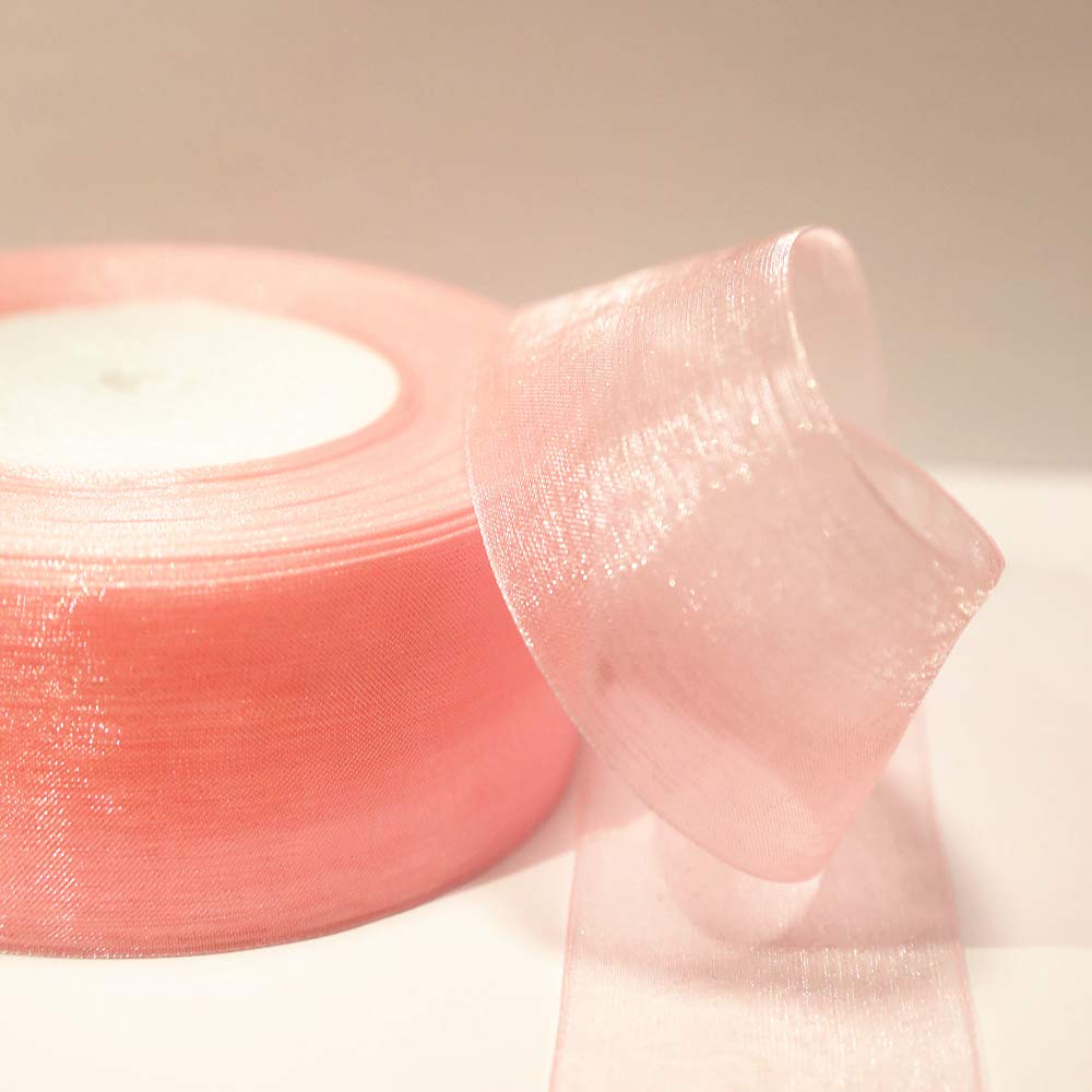 Sailing-GO 200 Yards（4 Rolls * 50 Yd） 1-1/2" Wide Sparkle Sheer Chiffon Organza Ribbon for Wedding Gift Package Valentines Bouquets Wrapping Birthday Baby Shower Home Decor Wreath Decorations Fabric