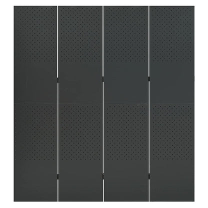 Outdoor/Indoor Room Divider, Room Screen Divider Wall Protection Privacy Furniture Indoor Bedroom, 4-Panel Room Divider Anthracite 63"x70.9" Steel
