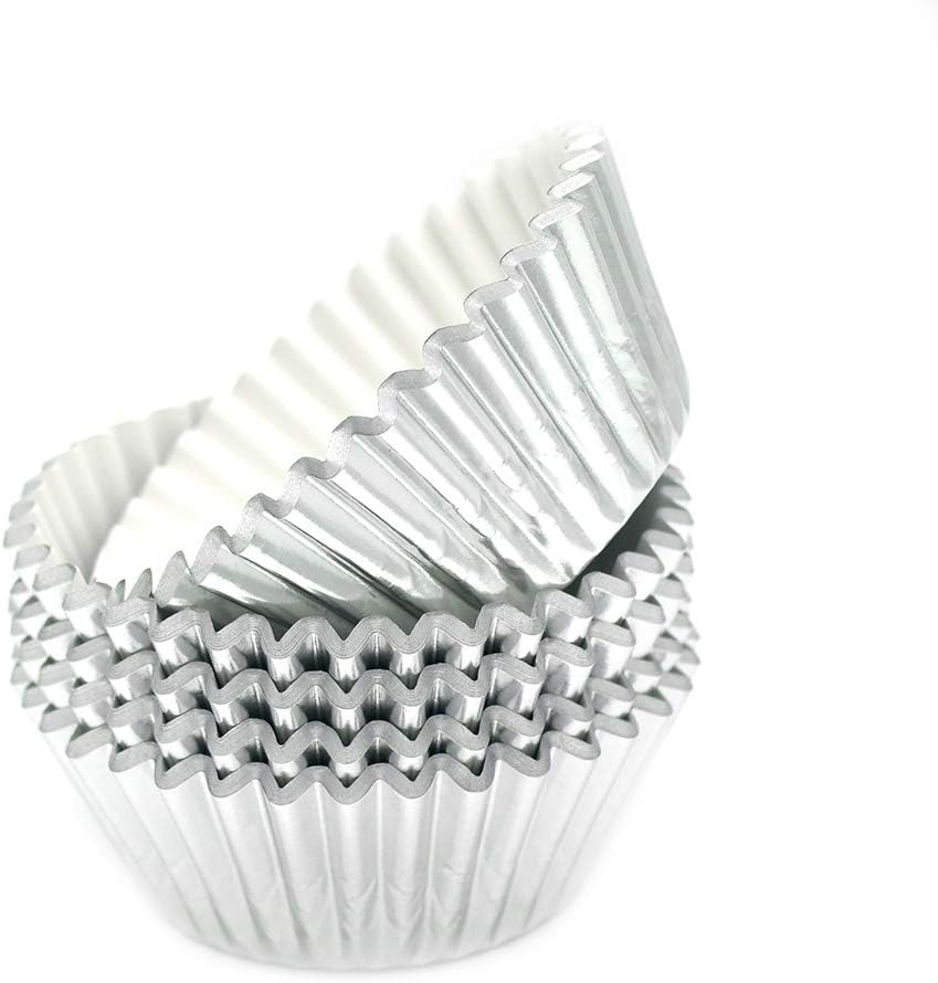 Standard Silver Foil Cupcake Liners - 100-Count Muffin Baking Cups for Party and More