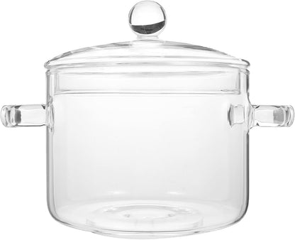 Clear Glass Pots for Cooking, Thickened Glass Stew Pot with Lid for Stove