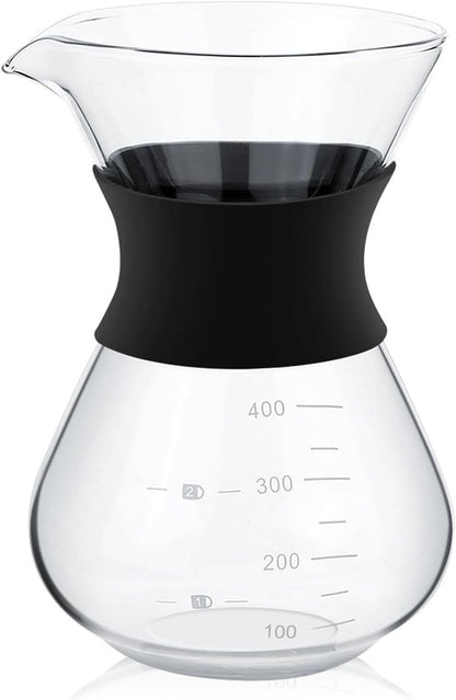Manual Hand Drip Coffee Maker, Glass Pot with Stainless Steel Filter, Chemex Kaffeekaraffe 400 Drip Coffee