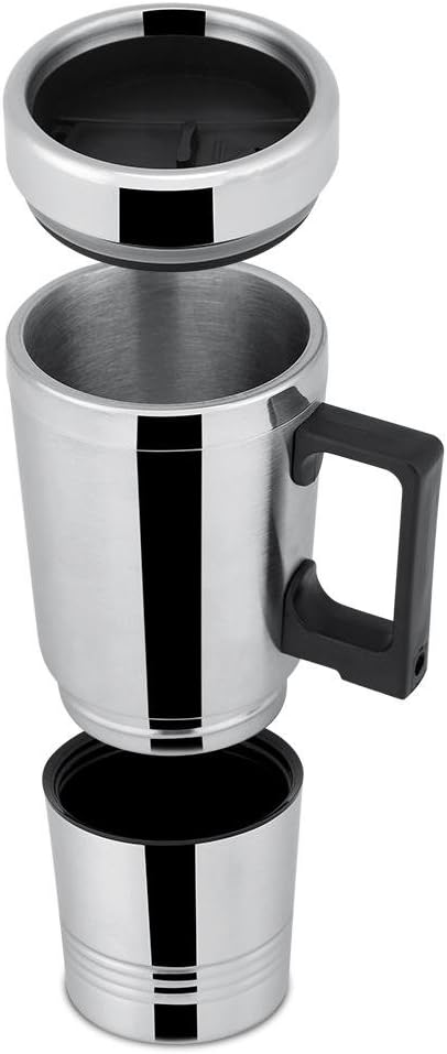 Asixx 12V/24V Car Heating Cup, 300ml Electric Kettle for Coffee, Tea, Water Mug, 304 Stainless Steel (24V)