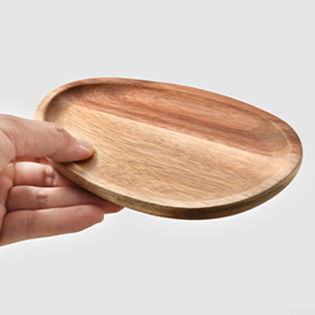 Handcrafted Acacia Wood Oval Tray – Serving Platter for Coffee Tea Drin & Desserts (20x28 cm) – Rustic Kitchen Decor & tial Home Accessory