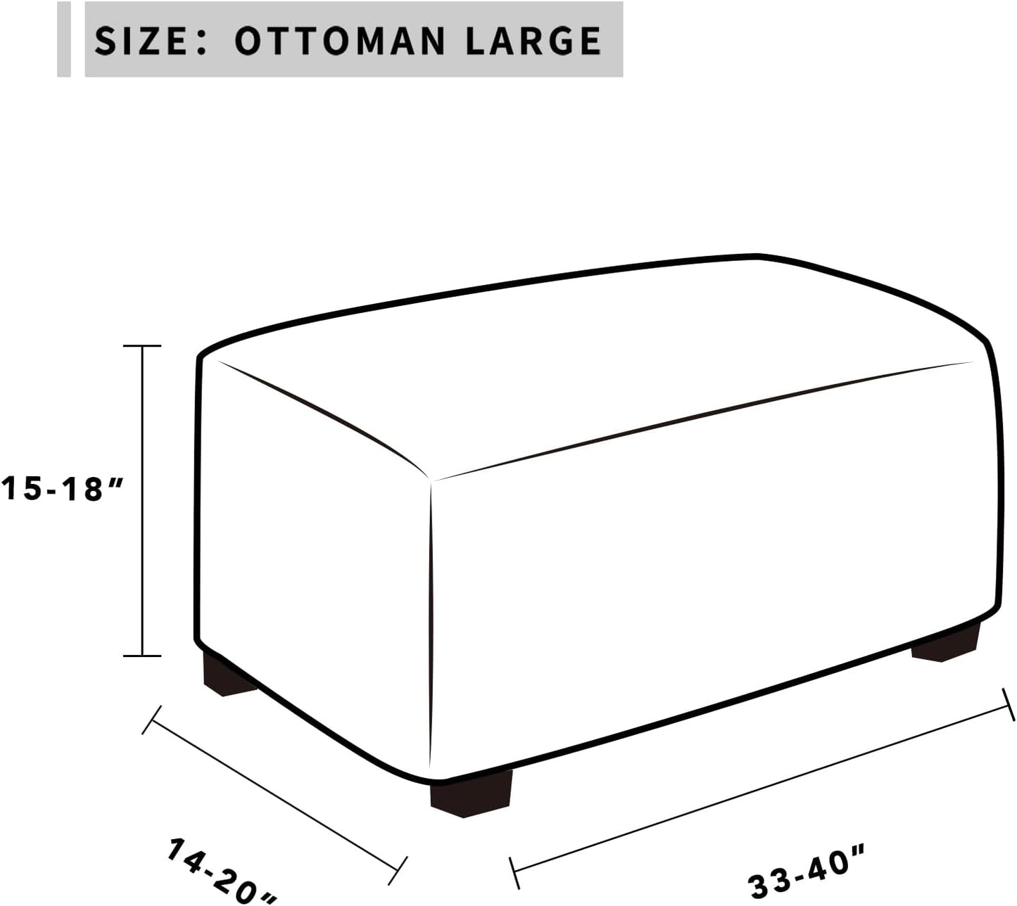 Easy-Going Stretch Ottoman Cover Folding Storage Stool Furniture Protector Soft Rectangle slipcover with Elastic