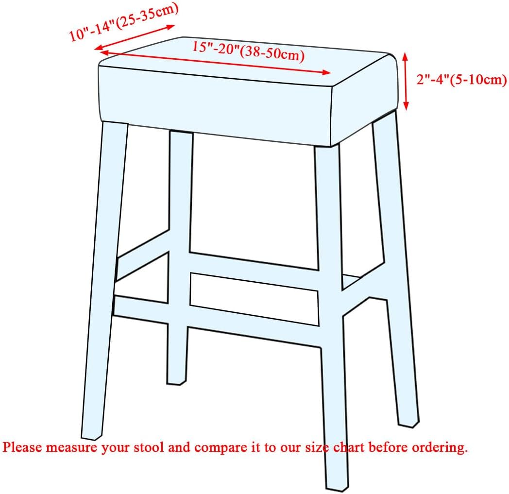 Lussenwert Set 2, 9 Stool Covers Rectangular of Stretch Printed Vanity Stool Covers Washable Saddle Bar Stool Slipcover