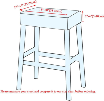 Lussenwert Set 4, 1 Stool Covers Rectangular of Stretch Printed Vanity Stool Covers Washable Saddle Bar Stool Slipcover
