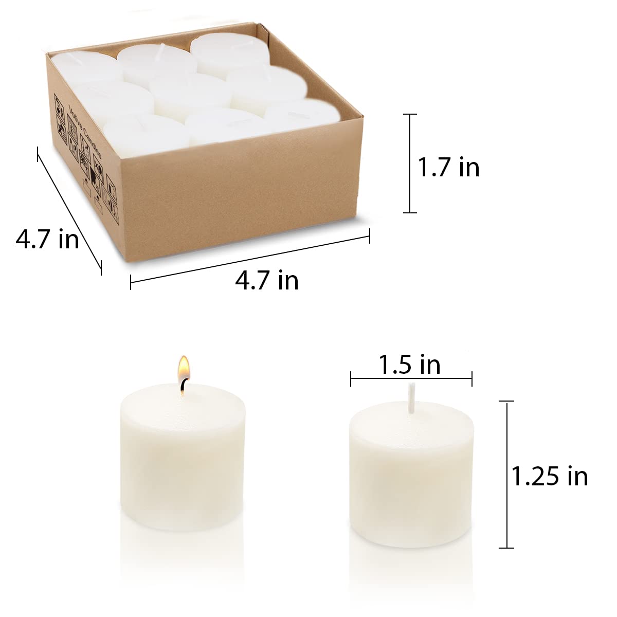 10 Hour Black Votive Candles for Weddings Party Halloween and Emergency, Set of 36 Unscented Bulk Candles for Restaurants and Home Decoration