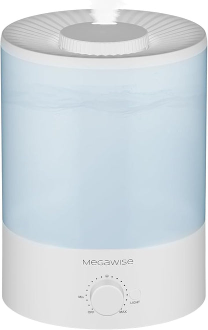 24dB Light,1 MegaWise Healthy Top-Refill Cool Mist Humidifiers for Bedroom, Ultrasonic Air Vaporizer with Water Filter