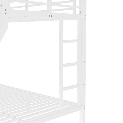 Bellemave Bunk Bed Twin XL Over Queen, Heavy Duty Metal Bunk BedFrame, Twin XL Bunk Beds, White