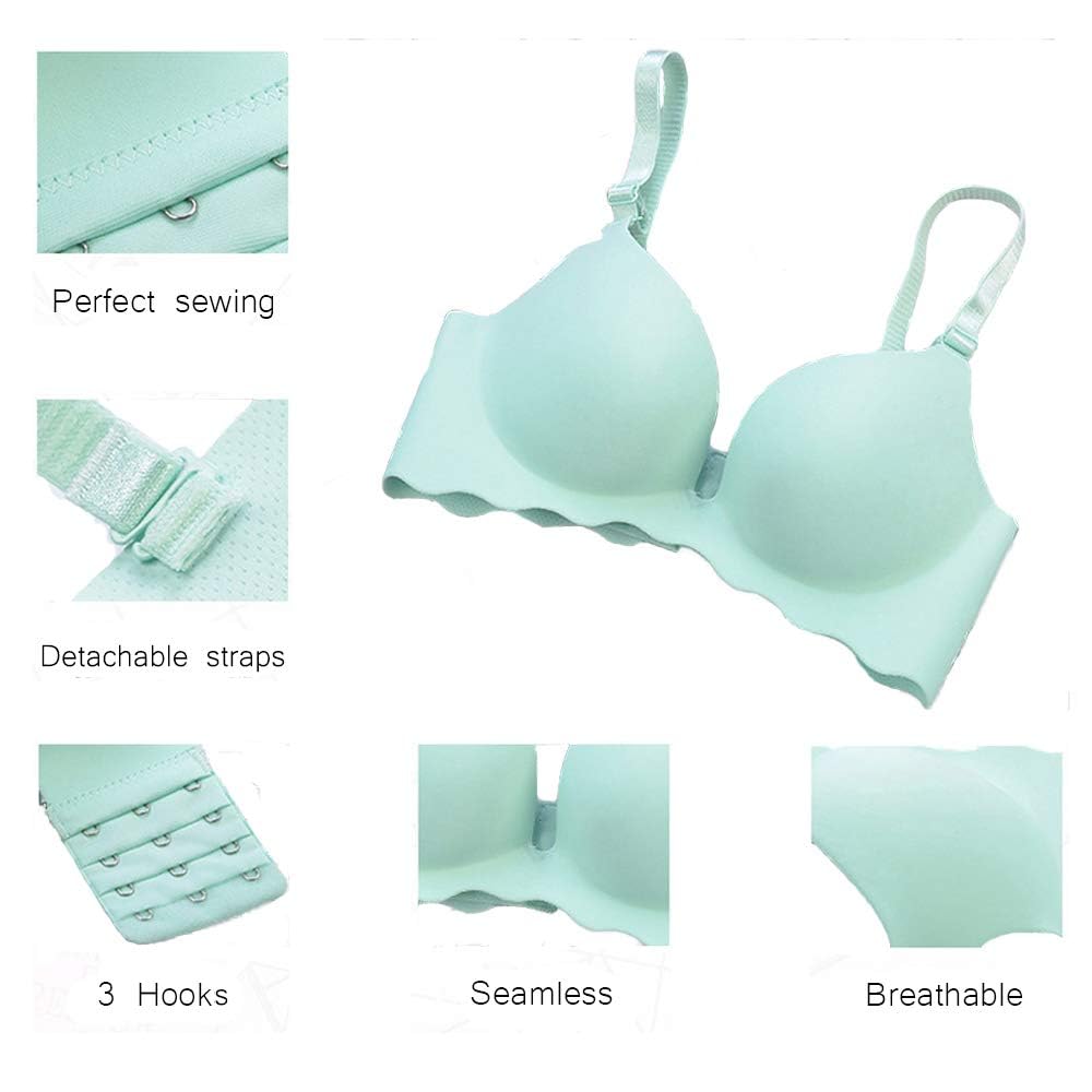Pack of 5,Women Comfort No Wire Bras Seamless No Show Bra Pack
