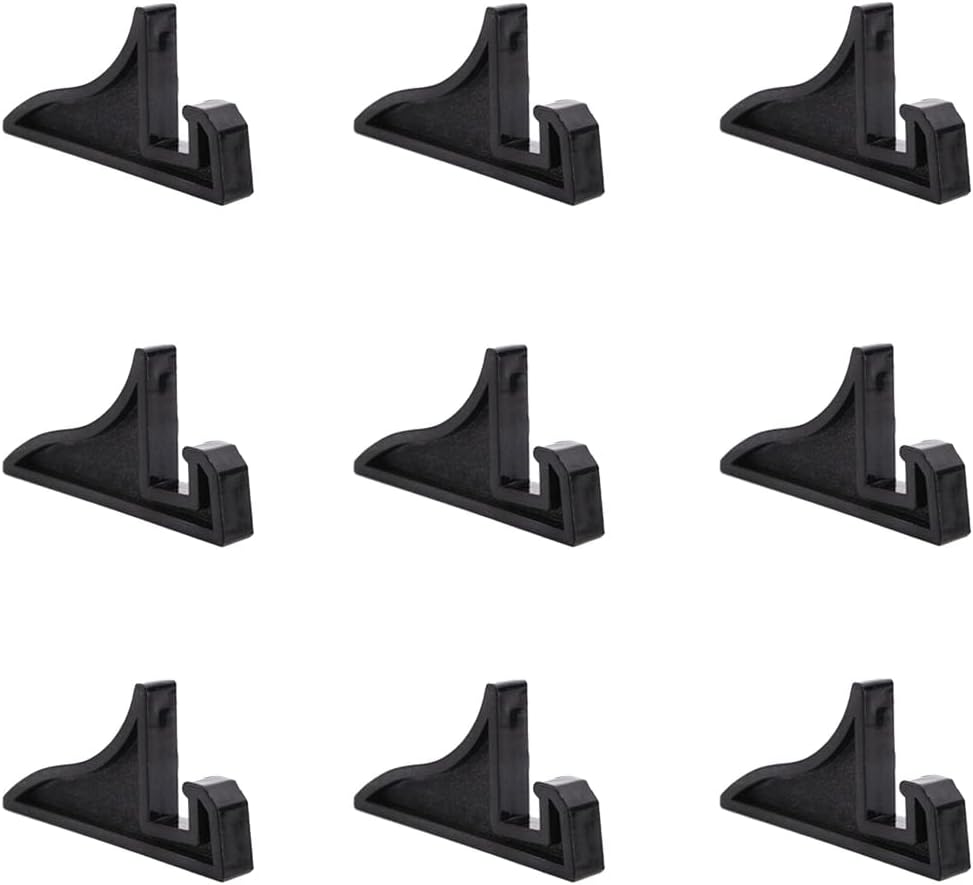10 Pieces Album Stands, Collectibles Card Holder, Picture Album Bracket, Photo Frame Display Stands (Black, 1.2cm)