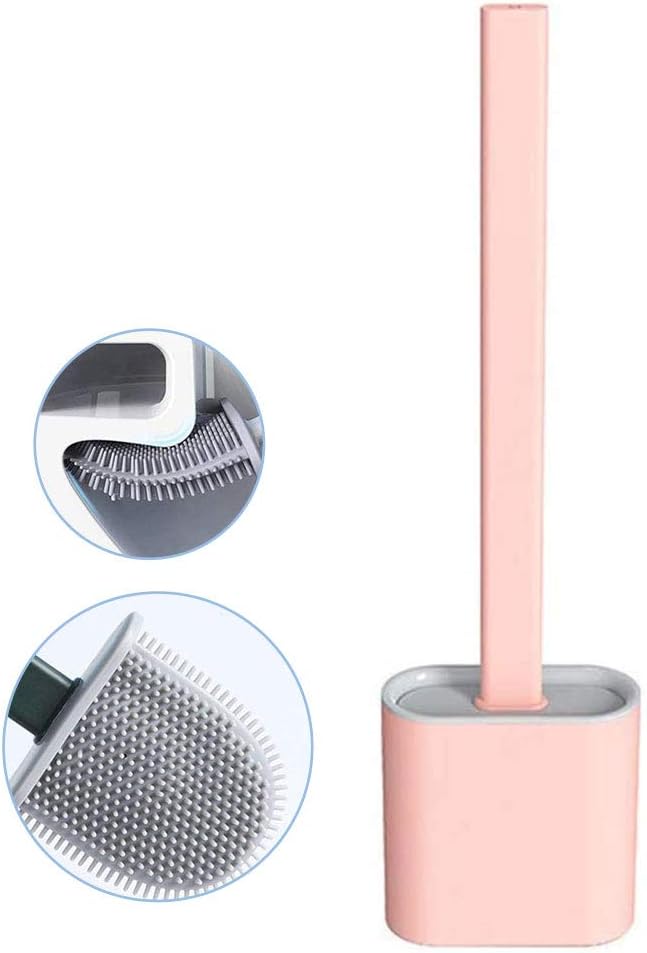 Revolutionary Silicone Flex Toilet Brush with Holder - No-Slip Long Handle, Wall Mounting Cleaning Brush Set
