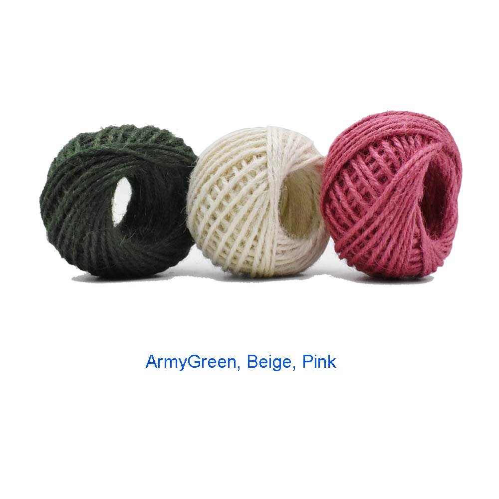 12 Color Jute Twine Natural Jute String 2mm 3 Ply for Artworks, DIY Crafts, Gift Wrapping & Embellishments - 33 Yard per Roll