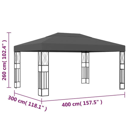 Gazebo Anthracite 10x13 ft, 100% Polyester Steel Frame, UV Resistant Outdoor Canopy for Patio, Garden, Backyard Gatherings Outdoor Structures