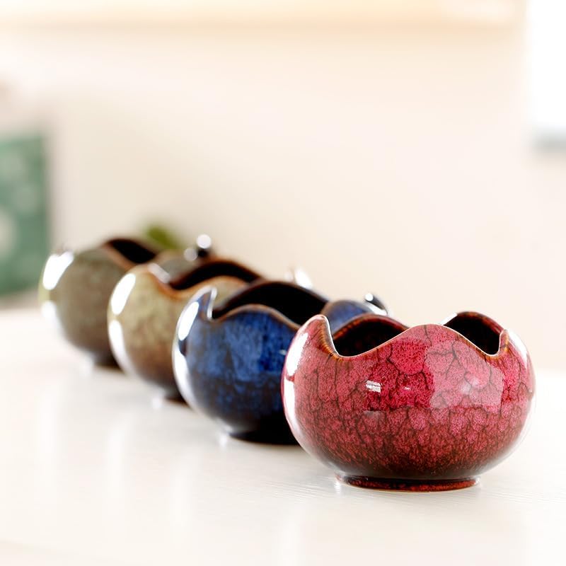 YYW Succulent Pots - 4 Pcs Ceramic Planters in Egg Broken Shell Design with Drainage Hole for Home Office Outdoor Decor