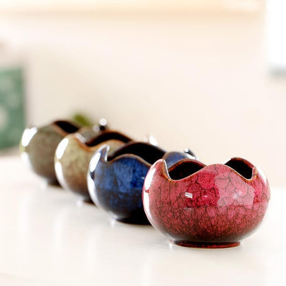 YYW Succulent Pots - 4 Pcs Ceramic Planters in Egg Broken Shell Design with Drainage Hole for Home Office Outdoor Decor