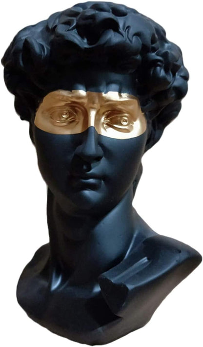 Taotenish Greek David Head Statue, Classic Black Resin, 6" H x 6" W x 6" D, Home & Office Decor