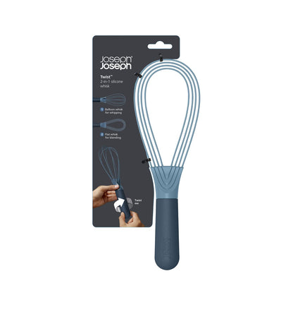 Joseph Joseph Twist Whisk 2-In-1 Collapsible Balloon and Flat Whisk Silicone Coated Steel Wire, Sky Blue (Pack of 2)