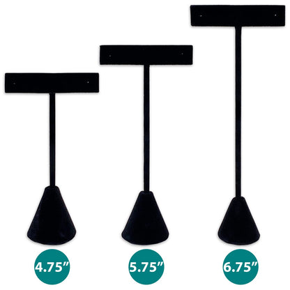 TheDisplayGuys - 4-3/4" T-Bar Jewelry Display Tower - Black Velvet - Earrings Holder/Bracelet Stand (Single)