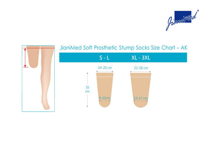 JianiMed Cotton Prosthetic Stump Socks – AK, 1 PLY, Light Compression, Soft, Thin, Amputee Socks, Taiwan Excellence, 4 PCS XL/2XL/3XL