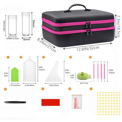 GZWENHAN 246 Slots Diamond Painting Storage Container, Diamond Painting Accessory kit, Diamond Art Accessories and Jewelry Craftsmanship Beads Storage Box, (Rose red)