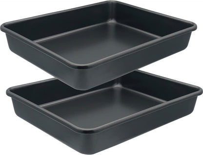 Small Baking Pans 11x9 Inch - 2Pcs Mini Cookie Sheets, Nonstick Toaster Oven Tray, Thicken Brushed Carbon Steel