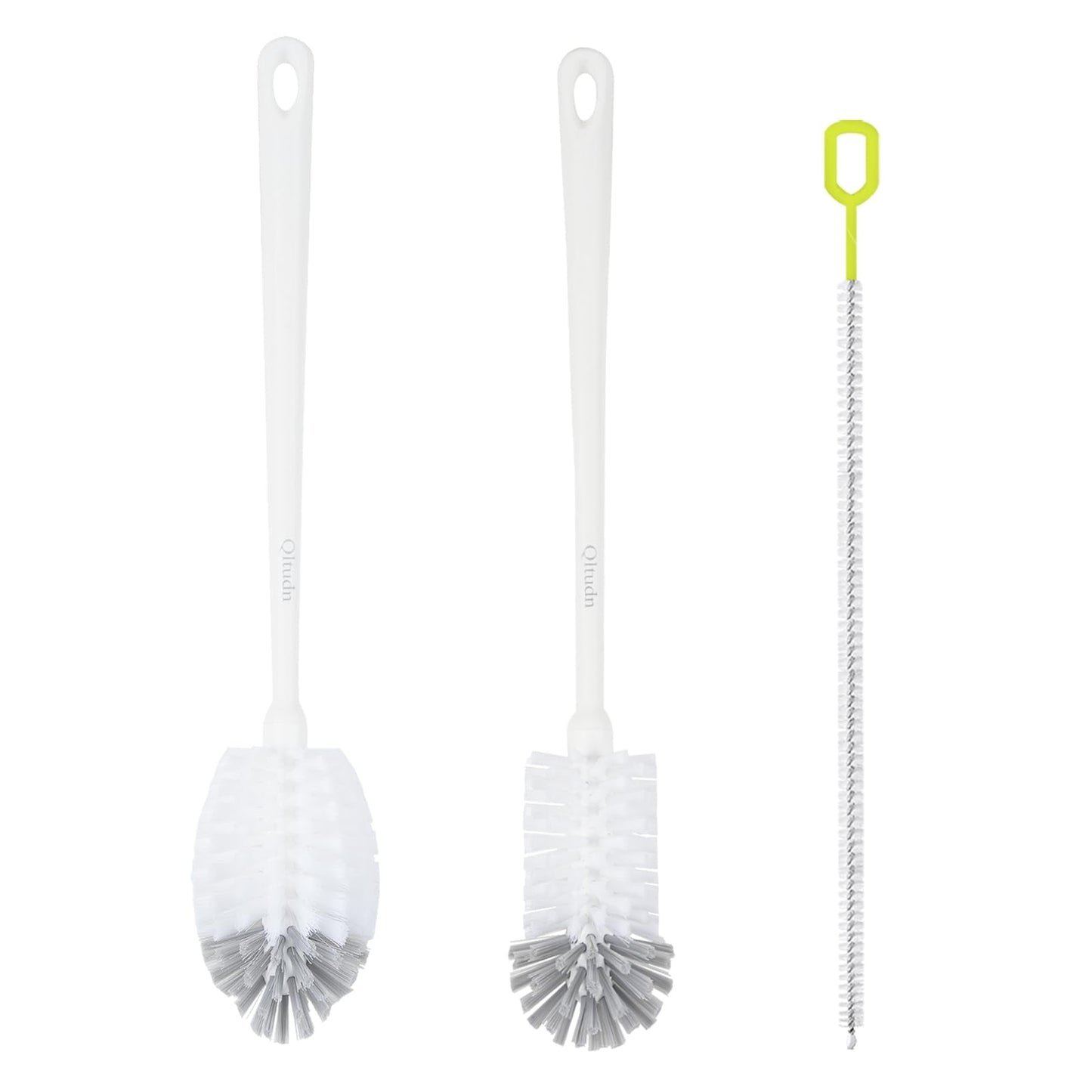 QLTUDN 2 Pack 14 Inch Bottle Brush & 12 Inch Straw Brush Cleaner Set - Heavy Duty Kitchen Bottle Brushes for Cleaning Water Bottles, Mugs, Sippy Cups & Tumblers, Lab Use (Large)