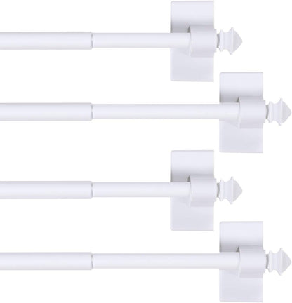 H.VERSAILTEX 4 PACK Magnetic Curtain Rods for Metal Doors, Multi-Use for Small Windows, Tool Free with Square Finials