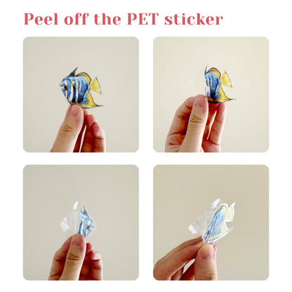 200 Pcs Clear PET Stickers - Watercolor Butterfly, Dragonfly, Hummingbirds & Sea Animals - 50 Unique Designs Per Theme - Aesthetic Stickers for Journals, Scrapbooks, Laptops & DIY Crafts
