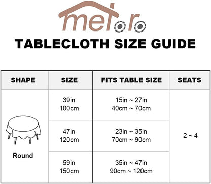 39 Inch) meioro Round Tablecloth Stripe Tassel Table Cloth Cotton Blend Dust-Proof Table Cover for Dining Circle Coffee