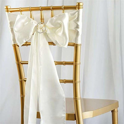 5pcs 6 x106 TABLECLOTHSFACTORY Ivory Satin Chair Sashes Tie Bows Catering Wedding Party Decorations