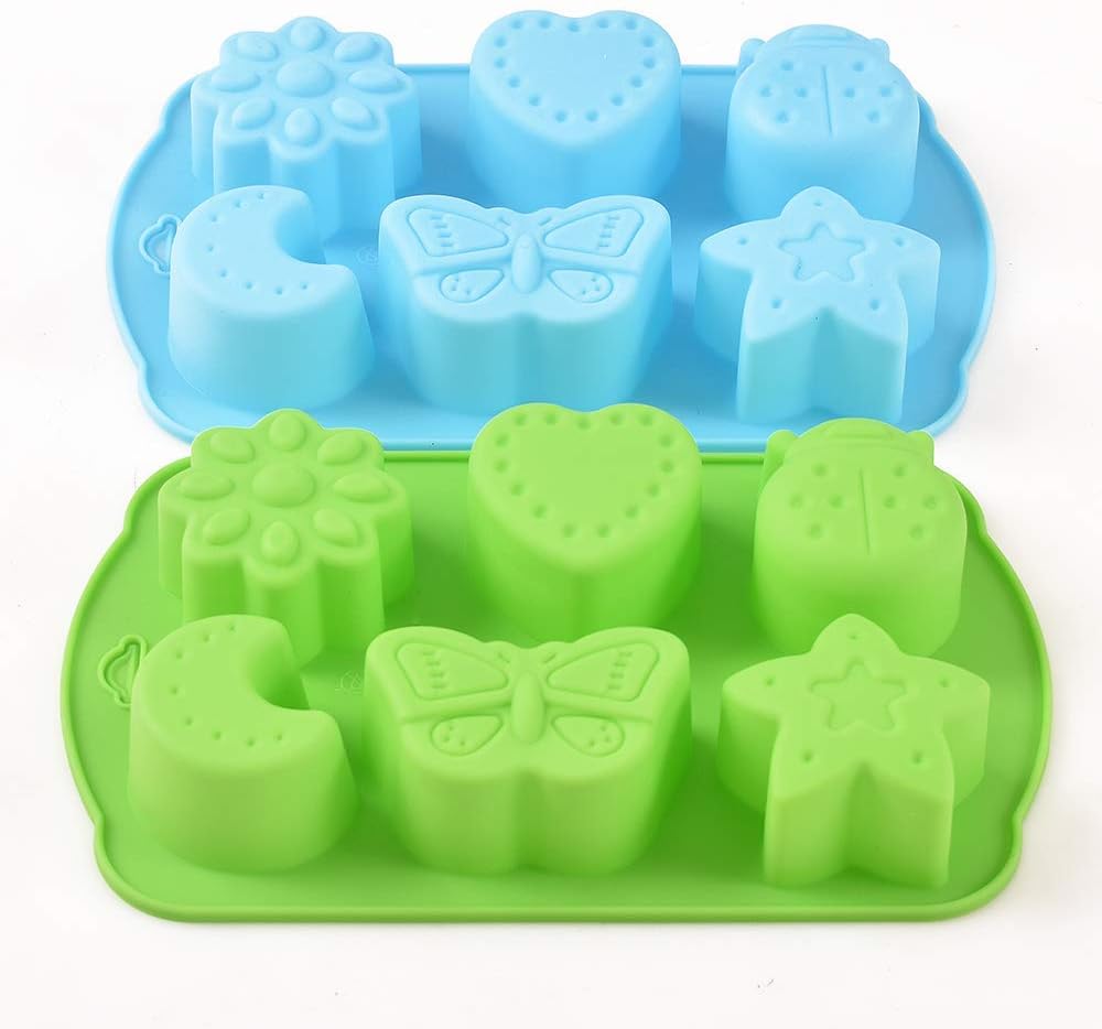 Newk Insects Silicone Candy Mold - 4 Packs 6-Cavity Animal Butterfly Moon Star 3D Bakeware Mold for Candies, Chocolate