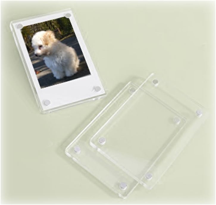 2 PCS 3-inch 2-Sided Clear Acrylic Magnetic Photo Frame, Elegant Frameless Display for Fujifilm Mini Film