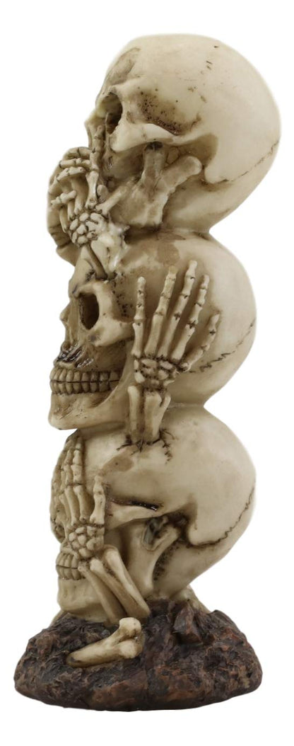 Ebros Triple Stacked Funny See Hear Speak No Evil Skulls Figurine for Scary Halloween Decorations and Spooky Macabre Graveyard Ossuary Skeletons Statue