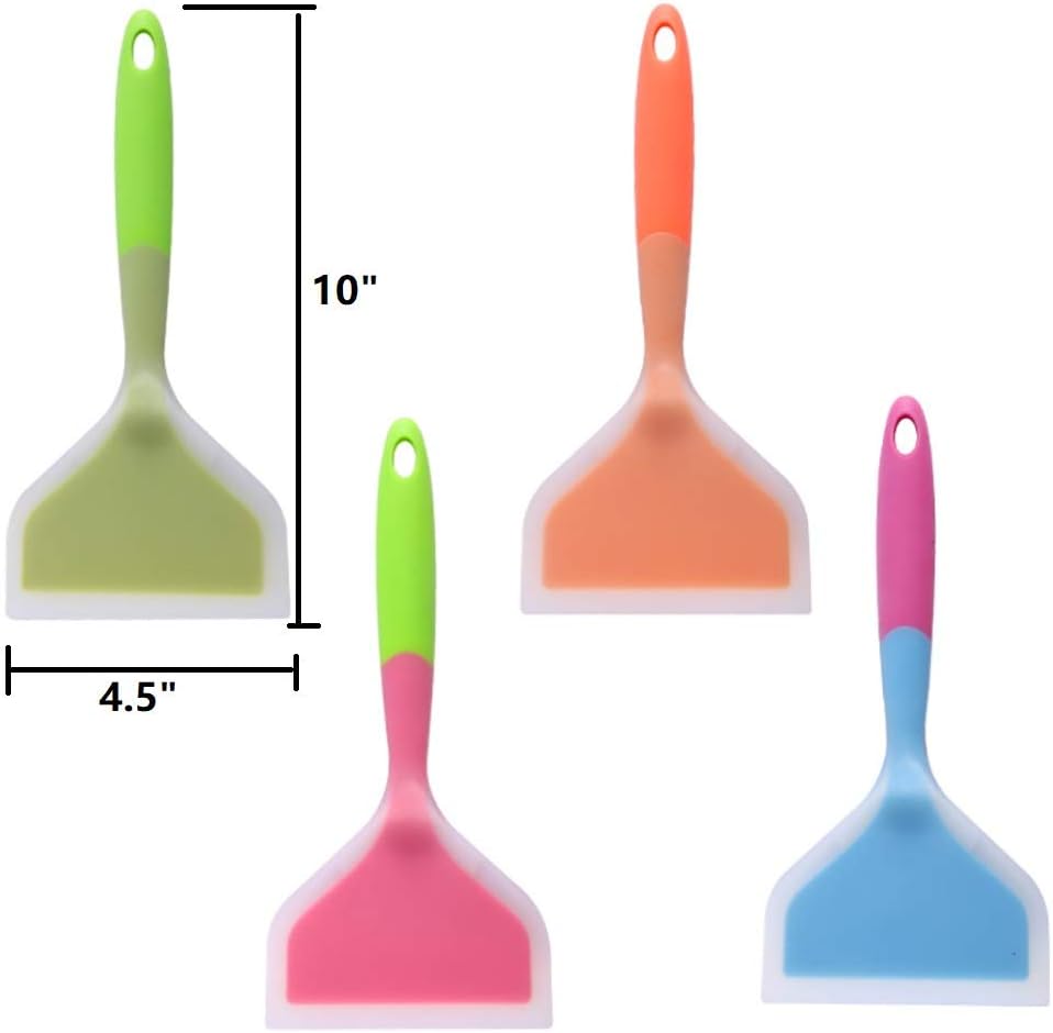 Omelette Spatula, 10-Inch Silicone Pancakes Shovel, Durable Heat-Resistant Turner for Eggs, Crepes (Orange)