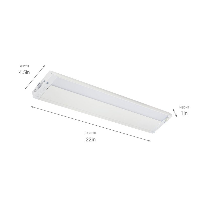 Kichler 4U Series 22" 120V LED Under Cabinet Light in White, 3000K, (22" L x 4.5" W x 1"H), 4U30K22WHT