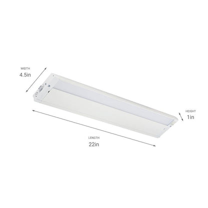 Kichler 4U Series 22" 120V LED Under Cabinet Light in White, 3000K, (22" L x 4.5" W x 1"H), 4U30K22WHT