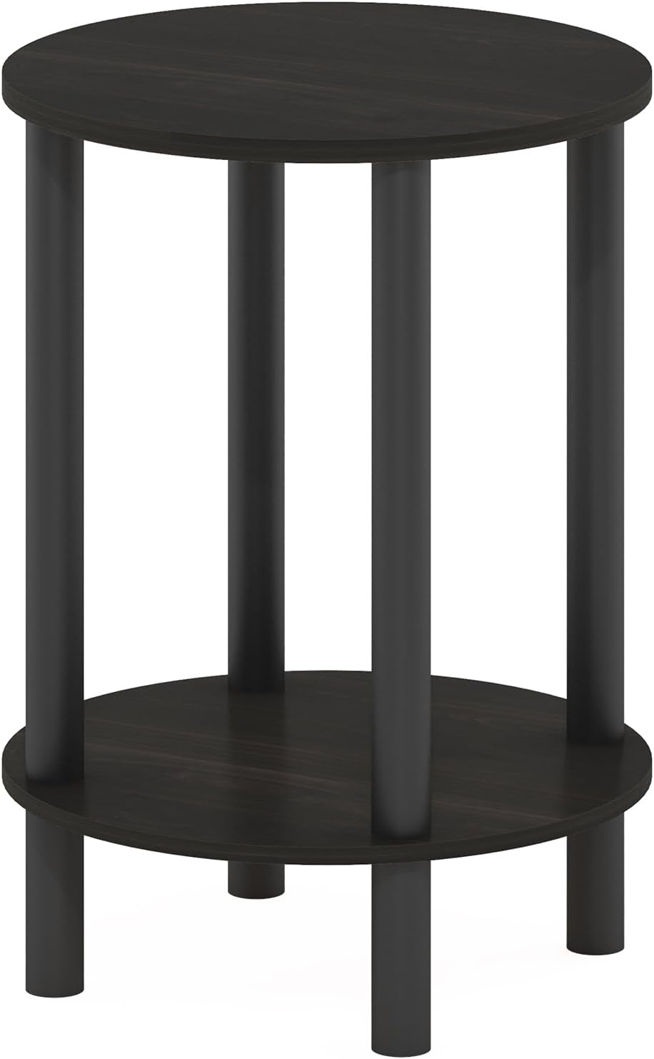 2-Tier Furinno Turn-N-Tube Side Table, Round End Table, Toolless Assembly Night Stand, Bedside Table with Open Shelf