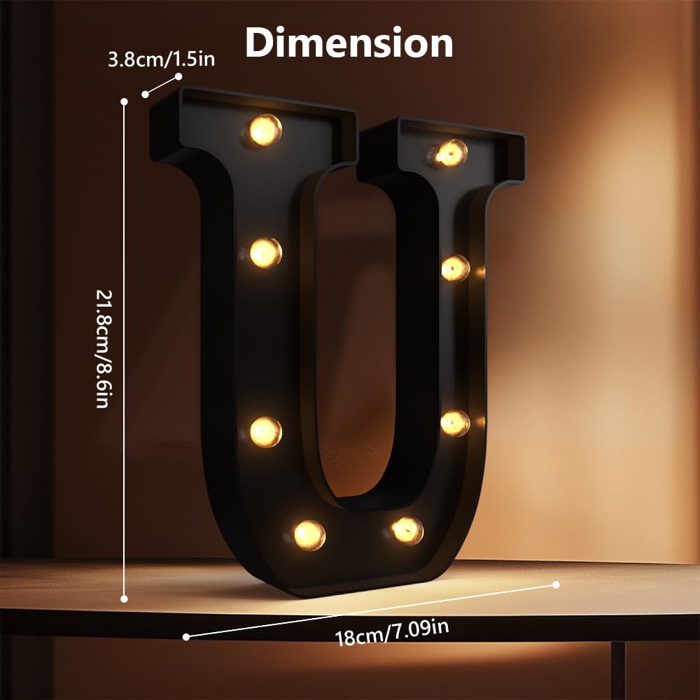 Black I LOVE U LED Marquee Sign Light Up Letters, LED Light Up Letters, Warm White Letter Lights for Wedding Proposal Decoration, I LOVE U Marquee Romantic Decorative Letter Signs, Battery Operated