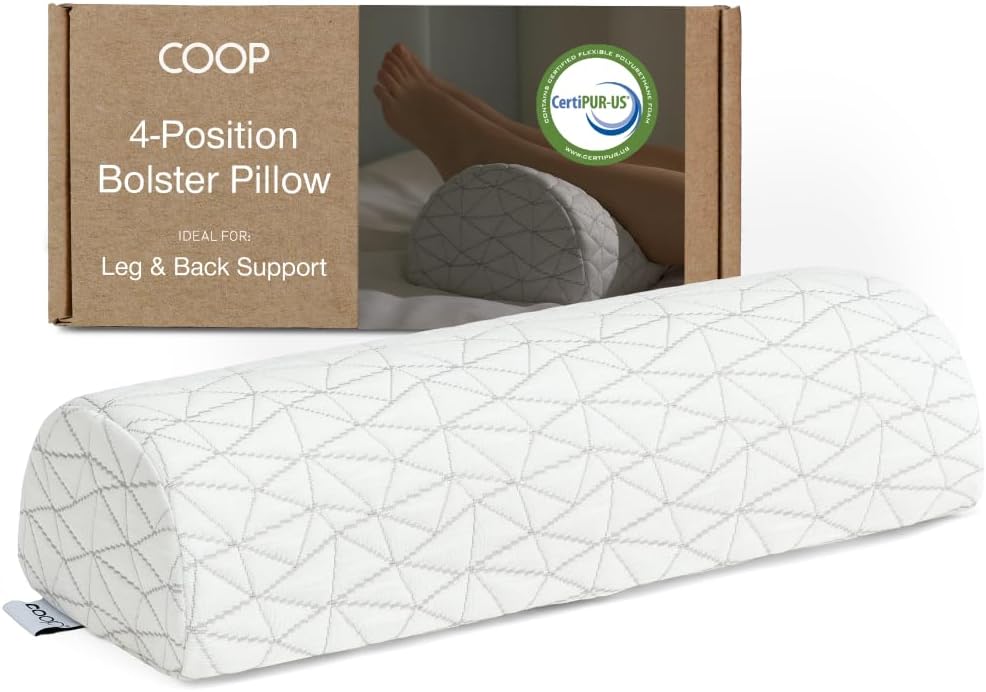 21 8 Coop Home Goods Four Position Adjustable Support Pillow, x Half-Moon Shape with Memory Foam Insert, Wedge Pillow