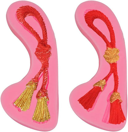 2 pieces Rope Knot Ice Jelly Baking Tray Molds, Chinese Knot Cake Baking Mould for Chocolate Candy Bakeware