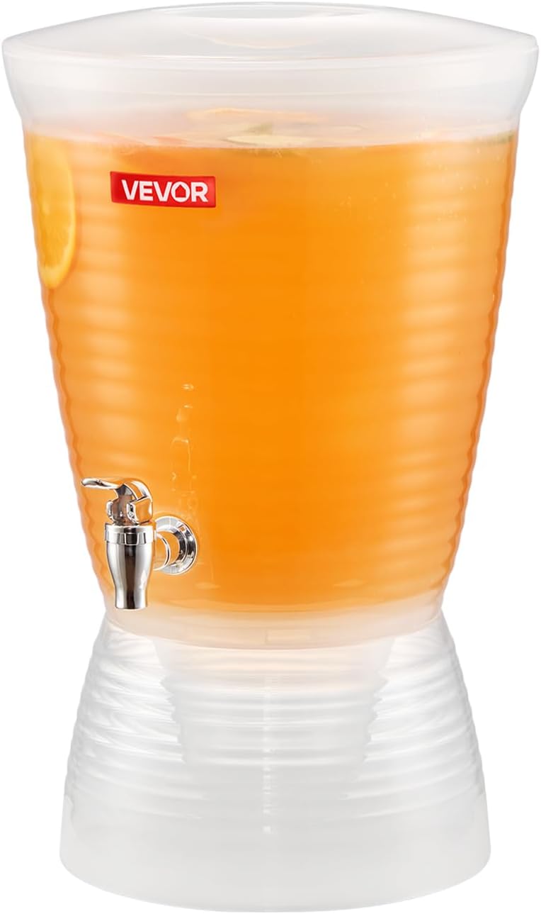 2.64 VEVOR Beverage Dispenser, Gallon Drink Dispenser for Parties, Plastic Juice Dispensers with Spigot Ice Chamber