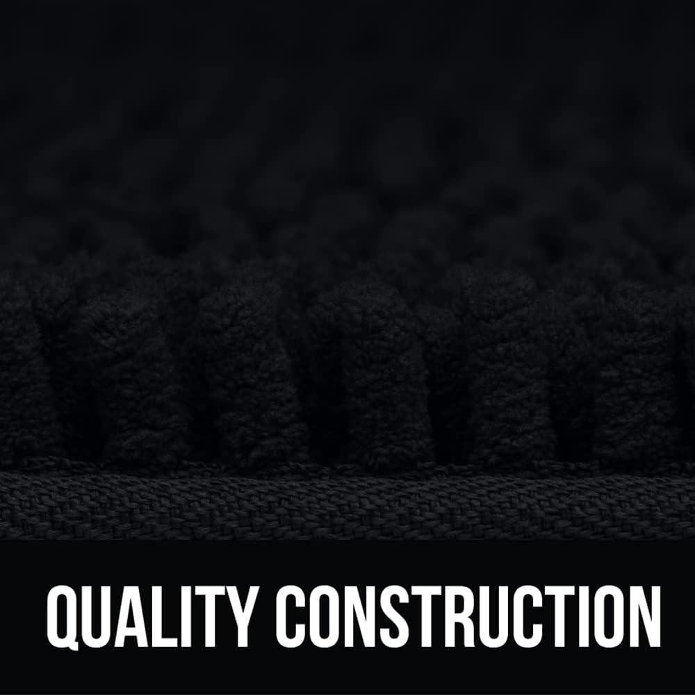 KANGAROO Luxury Chenille Bath Rug, Extra Soft Shaggy Mat for Kids Bathroom, Machine Wash, 24x17, Black
